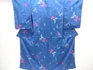 大正ロマン　花模様織り出しお召着物